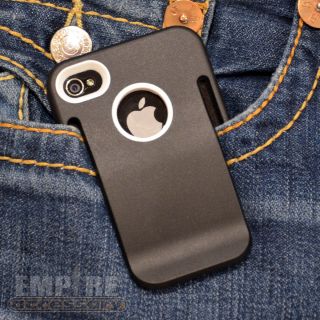 Black TPU Polymer Cover Case with Belt Clip for Apple iPhone 4 4G 4S 