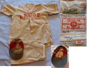 Vintage 1930’s Arcos Baseball Uniform with Original Hat