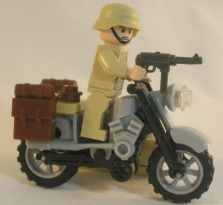 WW2 Lego GERMAN ARMY Motorcycle Rider DAK INFANTRY Afrikakorps AFRIKA 