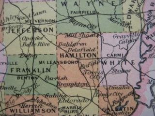 1905 A.J. Johnson County Map ILLINOIS Chicago Springfield Bloomington 