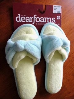 New Dearfoams Comfort Slippers Butter Aqua XL 11 12