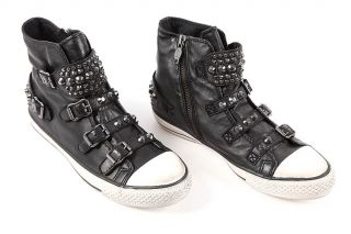 Ash Womens Shoes High Top Leather Trainers Sneakers Vertigogrp Black 