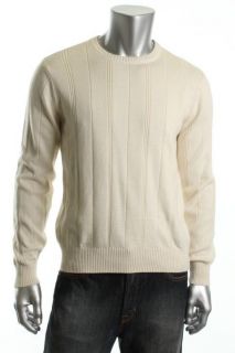 John Ashford New Ivory Long Sleeve Ribbed Trim Crewneck Sweater L BHFO 