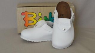 New in Box Birkis Shetland Clogs White Open Back 561111 Size 39 Euro 