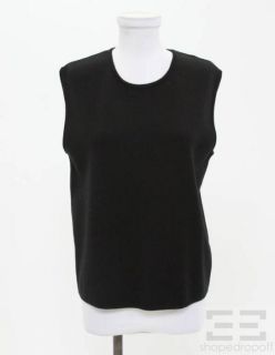 Armani COLLEZIONI Black Merino Wool Crewneck Sleeveless Sweater Size 