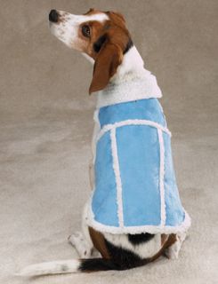 Aspen Coat Shearling Faux Suede Dog Jacket Blue XS