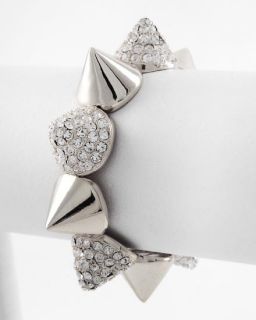 Fabulous Designer Spiked Silver Crystal Stretch BRACELET NWT 58
