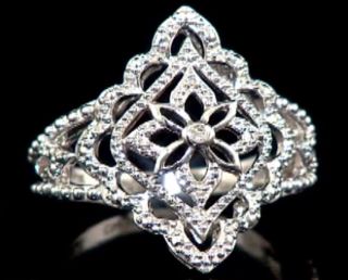 Argento E Vanita Diamond Accented Textured Sterling Silver Ring Size 8 