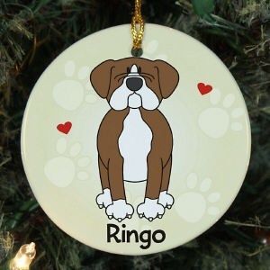 Personalized Loved by My Boxer Pet Dog Ceramic Christmas Tree Ornament 