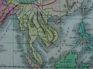 Original 1820 Carey Map Asia Philippines Korea Vietnam