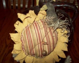 Primitive Cloth Sunflower Crow Vtg Wood Bobbin Rusty Bed Spring Make 