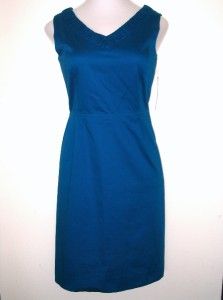 NWT TAHARI Arthur Levine Ultramarine Teal Sheath Dress, Size 12