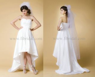   Taffeta High Low Mini Ball Gown Wedding Dress & Sweep Train AU Sz 6 20