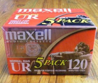 Lot of 5 Maxell Blank Audio Cassette Tapes UR 120 Minute Normal Bias 