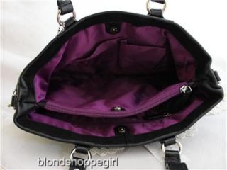 Coach Ashley Black Leather Carryall Bag 15513 Crossbody Silver 