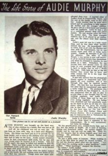 Audie Murphy 1951 Movie Star Life Story Clipping