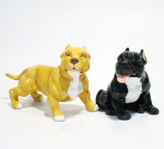 Salt Pepper Art American Pit Bull Terrier Dog Figurines