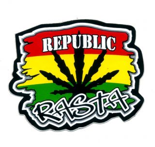Rasta Reggae Republic Cannabis Biker Car Sticker E79