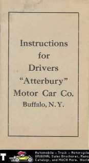 1911 Atterbury Car Truck Owners Manual Buffalo