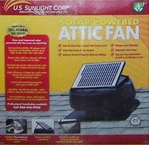 us sunlight solar powered attic fan 1010tr new