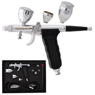   Tip PISTOL TRIGGER AIRBRUSH SET KIT 3 Cups Detail Touch Up Auto Paint