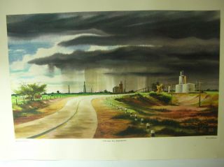 Avery Johnson artist Afternoon Showers Vintage Humble Oil print FREE 