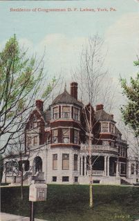 Residence Congressman DF Lalean York PA old 1900s view postcard