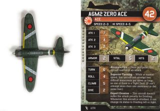 Axis & Allies Angels 20 miniatures 1x x1 A6M2 Zero Ace base set Air 