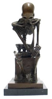 Auguste Rodin Tribute Bronze Sculpture The Thinker Skeleton