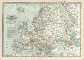 Rare Antique 1897 Century Atlas Map of EUROPE
