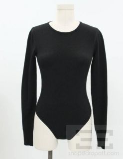 Azzedine ALAIA Black Wool Long Sleeve Bodysuit Size S