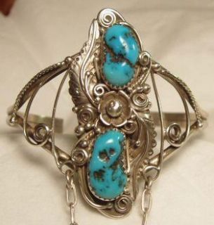   Silver Nugget Turquoise Slave Bracelet by Joe/ Joseph Quiyo Hopi