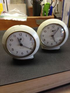 Two Vintage Baby Ben Desk Clocks Clock by Westclox Use for Parts Art 