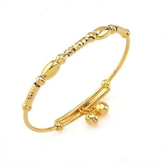    9K Yellow Gold Filled 2 Bell Baby Children Bracelet Jewelry No B015