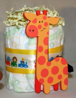 Custom Diaper Cake Jungle Animal Giraffe Gift Baby Shower Diaper Cakes 