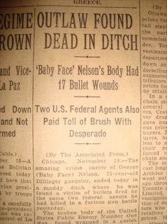 2912113W Gangster Baby Face Nelson Found Dead Nov 1934