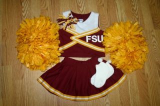 Cheerleader Costume Outfit Halloween Florida State FSU 5 Pom Poms 