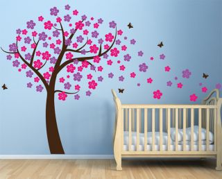 Tree with Blowing Blossom Wall Art Sticker Decal Baby Nursery 