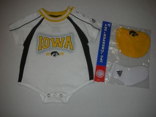 Iowa Hawkeyes Baby Adidas Creeper Cap Socks Sz 6 9 Mos
