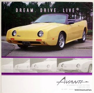 2005 Studebaker Avanti Convertible Dealer Advertising Sales Brochure 