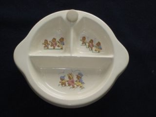 Vintage Excello Porcelain Baby Feeding Dish Three Bears