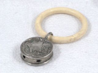   Decorated Babys Toy Rattle & Teething Ring from Paris circa 1895
