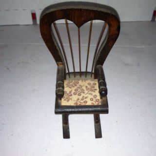   Dollhouse Wood Wooden Nursery Rocking Chair Heart Shaped Back