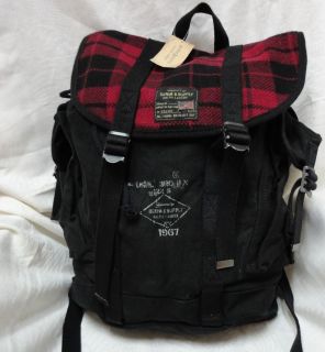 Ralph Lauren Denim Supply 7036916 Plaid Red Black Canvas Backpack New 