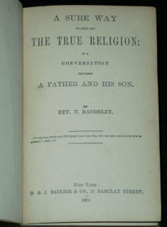 Baddeley A Sure Way to Find The True Religion 1876