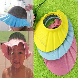Soft Adjustable Baby Kids Children Bath Shower Shampoo Cap Hat Wash 