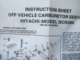 Hitachi DCR384 Carburetor Rebuild Kit Beck Arnley 162 9562