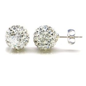 8mm Created White Diamond Sparkling Ball Stud Earrings Stamped 925 