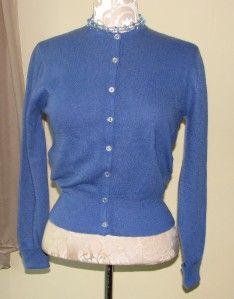 VTG 1950s Ballantyne 100% Cashmere Sweater Cardigan Peebles Scotland 