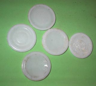 Lot 5 Milk Glass Porcelain Lined Mason Ball Jar Lids
